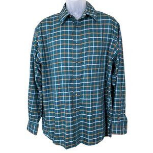Jos. A. Bank Traveler's Collection Windowpane Green Plaid Button Up LS Large